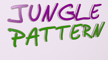 JUNGLE PATTERN text on the wall, 3D illustration for background and tropical