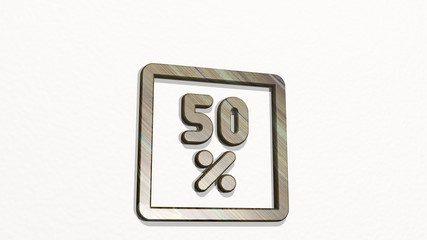 DISCOUNT 50 ALTERNATE 3D icon on the wall, 3D illustration for sale and background