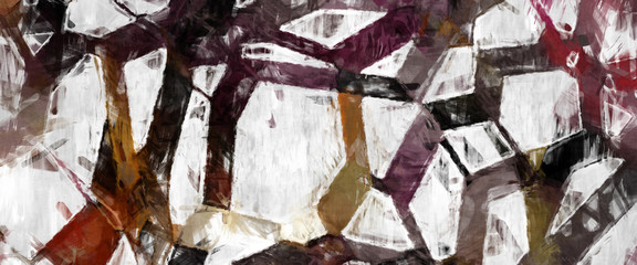 Rough brushstrokes on abstract background. Brush painting. Color strokes of paint. Unique wall art. Modern art on canvas. Colorful contemporary artwork.