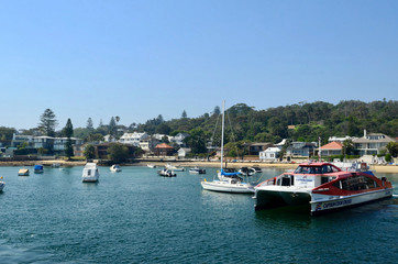 Fototapeta na wymiar A view of boats on Sydney Harbor at Watsons Bay