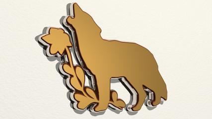dog 3D drawing icon, 3D illustration for animal and cute