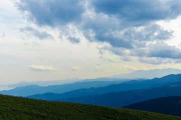 Layered of hills view from Jukkoku Pass in Shizuoka, Japan. Landscape Orientation