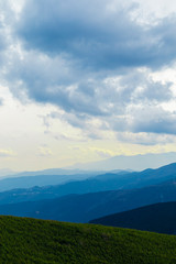 Layered of hills view from Jukkoku Pass in Shizuoka, Japan. Portrait Orientation