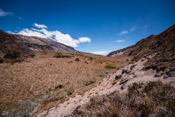 Paisajes del parque Nacional los Nevados PNN, nevado del Ruiz, el Cisne, montalas de Colombia, Antioquia, Quindio, Caldas y Risaralda