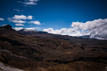 Paisajes del parque Nacional los Nevados PNN, nevado del Ruiz, el Cisne, montalas de Colombia, Antioquia, Quindio, Caldas y Risaralda