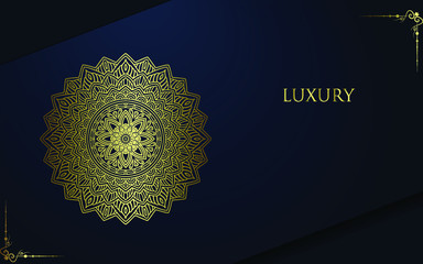 Luxury gold mandala ornate background for wedding invitation, book cover with mandala element style premium vector