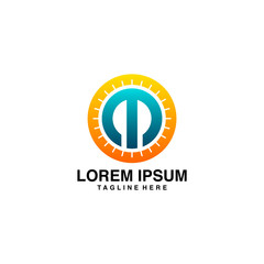 Initials Letter M With Gear Logo Vector Illustration Icon