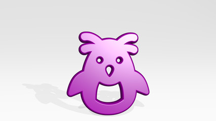 MARINE MAMMAL PENGUIN CRESTED 3D icon casting shadow, 3D illustration for background and sea