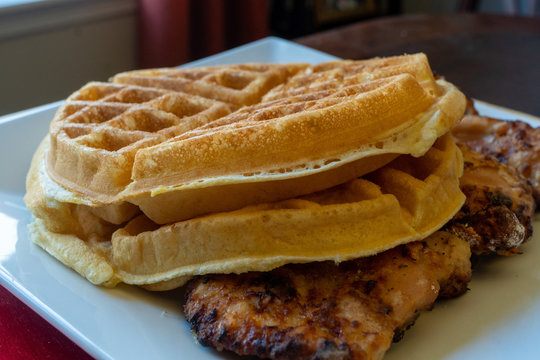 Homemade Chicken And Waffles (Chicken Thighs Made In Air Fryer)