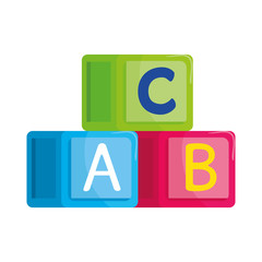 alphabet cubes with letters a, b, c, in white background vector illustration design