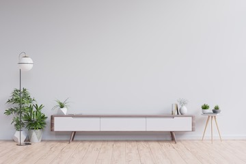 Shelf tv in modern empty room,minimal design.