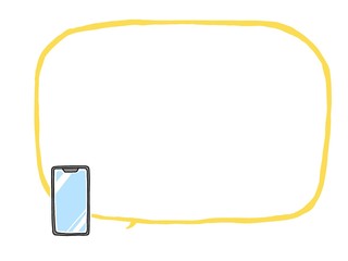 スマートフォン 吹き出し フレーム 素材 黄色 線