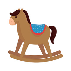 wooden rocking horse, children toy, in white background vector illustration design
