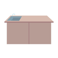 kitchen sink with wooden drawers, in white background vector illustration design
