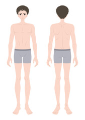 男性　全身　インナー着用