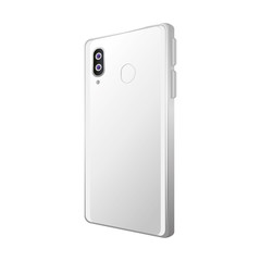 back view, realistic smartphone mockup of white color, on white background vector illustration design