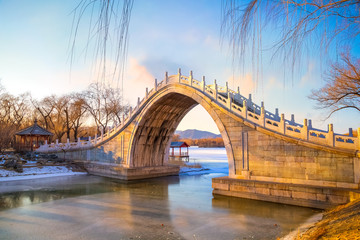 Fototapeta na wymiar Xiuyi bridgea at the Summer Palace in Beijing, China