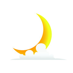 Crescent moon and clouds vector illustration