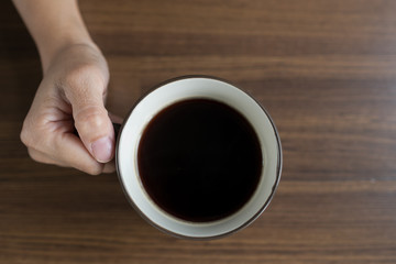 hot coffee cup on table at morning, relax time, latte coffee
