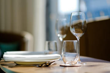 empty glass water on the table
