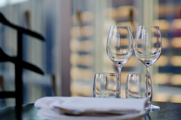 empty glass water on the table
