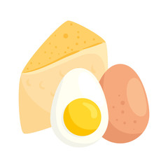 eggs with cheese in white background vector illustration design