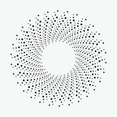 Dotted spiral circular background. Concentric spiral pattern with dots. Halftone design element for various purposes.