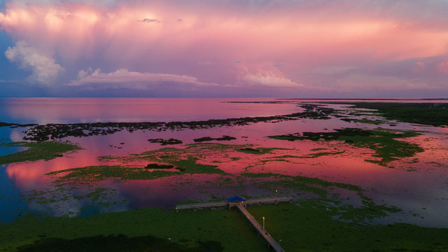 Lake Okeechobee Sunset with a pier