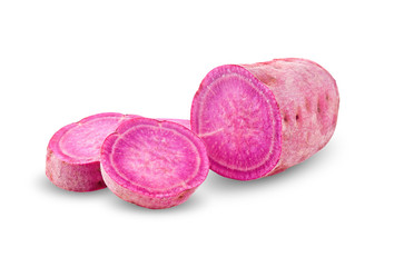 purple yams on isolated white background