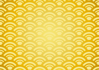 金色の和柄の大きめパターン　青海波の金屏風的な背景素材