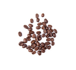 Coffee beans isolated on white background close up