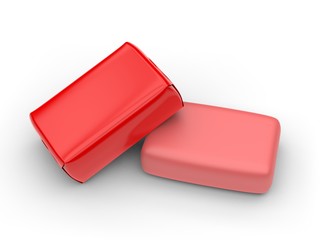 Blank soap packaging and soap bar for mockup design and branding. 3d render illustration.