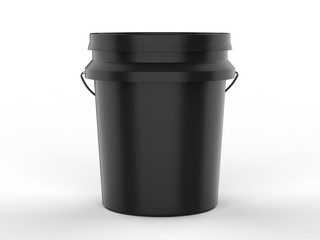 Blank Plastic Paint Bucket For Mockup Design And Branding, 3d render illustration.