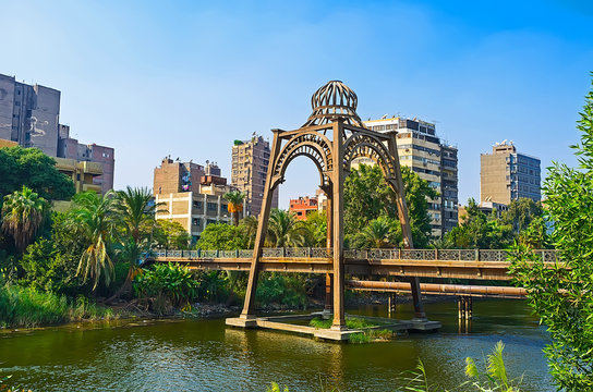 The wooden bridge of Roda Island, Cairo, Egypt