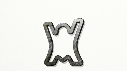 CLOTHES DESIGN ANIMAL SKIN 3D icon on the wall, 3D illustration for background and beautiful