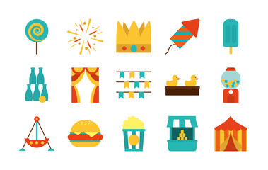 lollypop and fair icon set, flat style