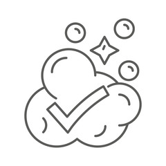Cleaning icon in line art with foam bubbles 