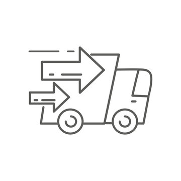Isolated transportation truck icon with speed arrows 
