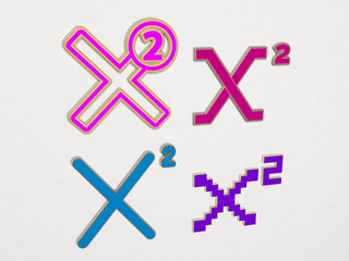 Fototapeta na wymiar superscript 4 icons set, 3D illustration