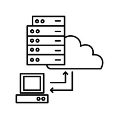 outline design computer connect to server using cloud media