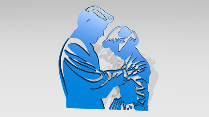 MAN SOOTHING SAD WOMAN 3D icon casting shadow, 3D illustration for background and abstract