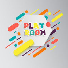 Kids zone entertainment banner. Colorful letters for children's playroom decoration. Sign for children's game room. Kids zone and party room area design.