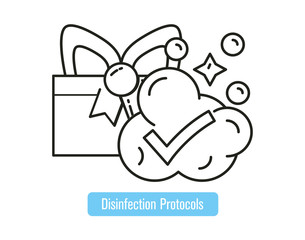 Safe shipping icon with disinfection protocol