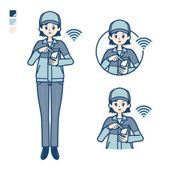simple delivery woman_smartphone-touch