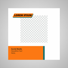 Three set editable minimal square banner template. Orange and green background geometric square shape. Suitable for social media post and web ads promotion. Vector illustration with photo college.