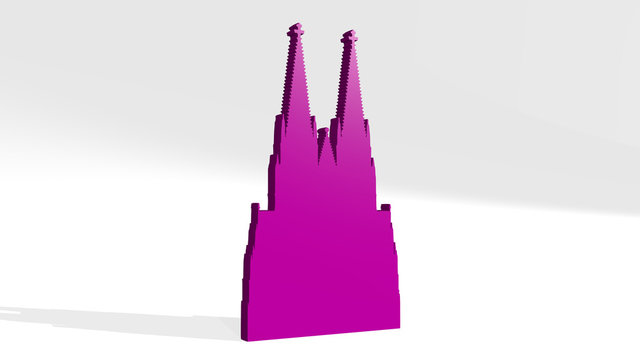 CHURCH 3D icon casting shadow, 3D illustration for architecture and building