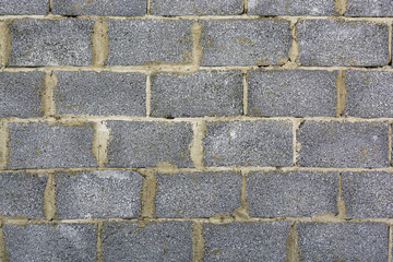 Gray background from old cement blocks. The dark yellow bonding cement is clearly visible.