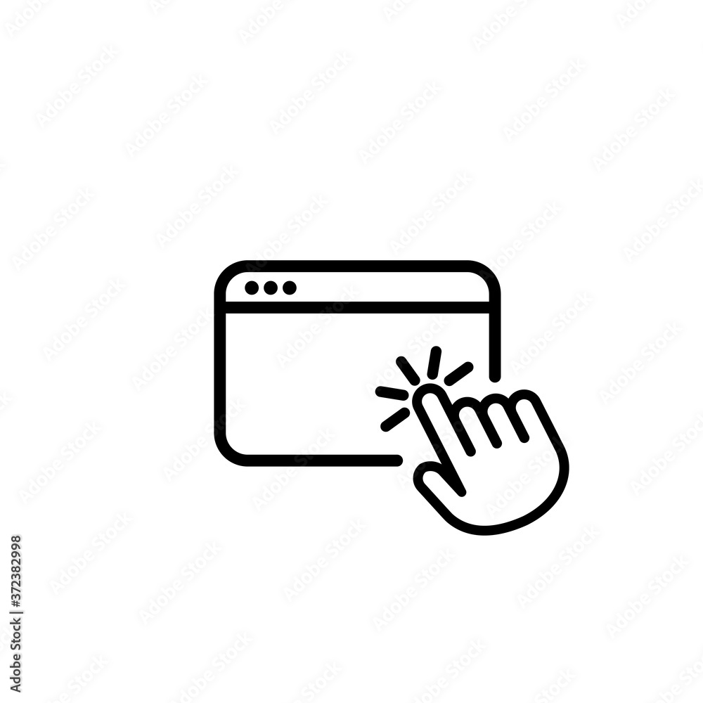 Poster click icon. the pointer clicks on the browser window. vector on isolated white background. eps 10