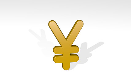 Obraz premium CURRENCY YUAN 3D icon casting shadow, 3D illustration for business and background