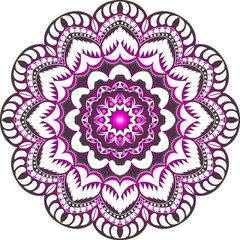 Round gradient mandala on white isolated background. Vector illustration,multi-colors. Yoga template.